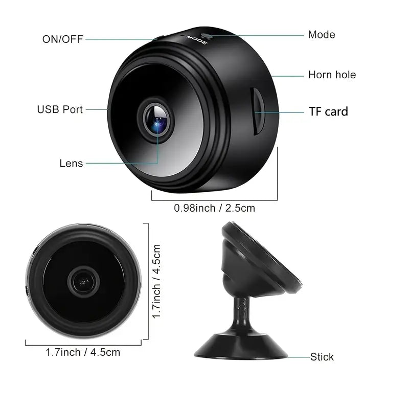 Mini wireless surveillience camera WiFi security monitoring, for home,car